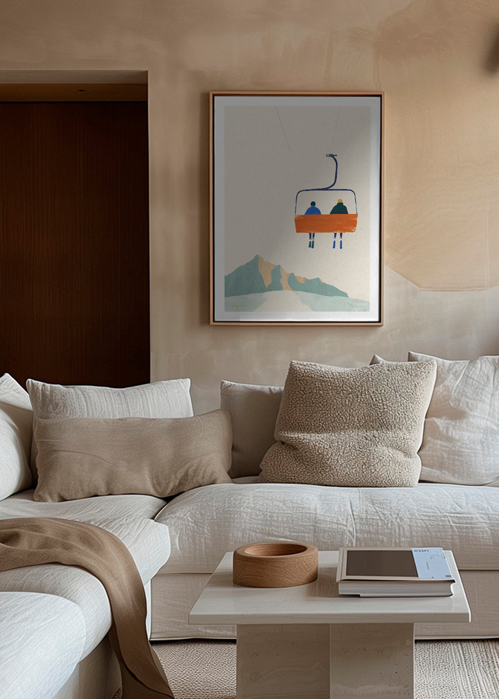 Sport kunst met stoeltjeslift boven berg