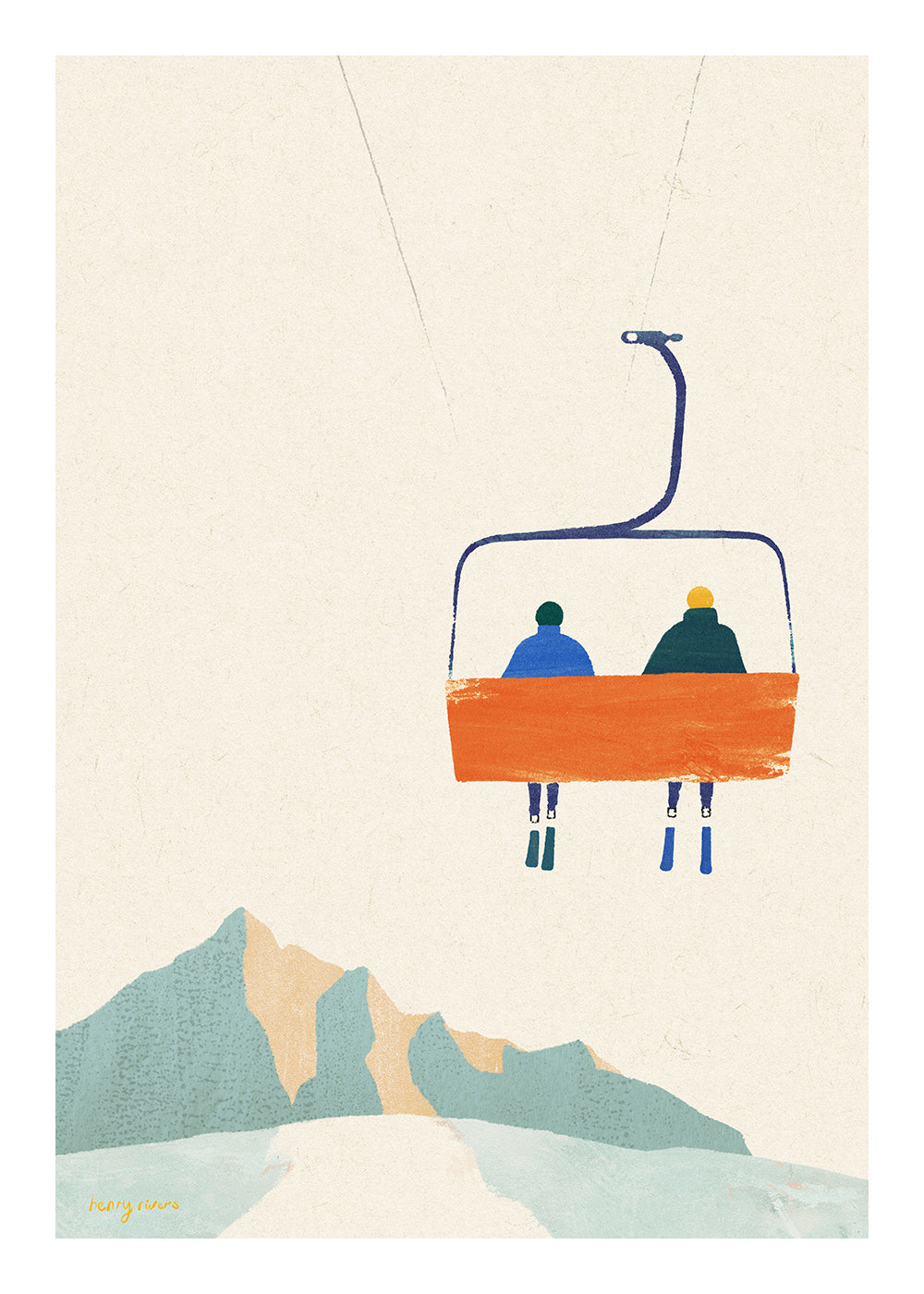 Sport kunst met stoeltjeslift boven berg