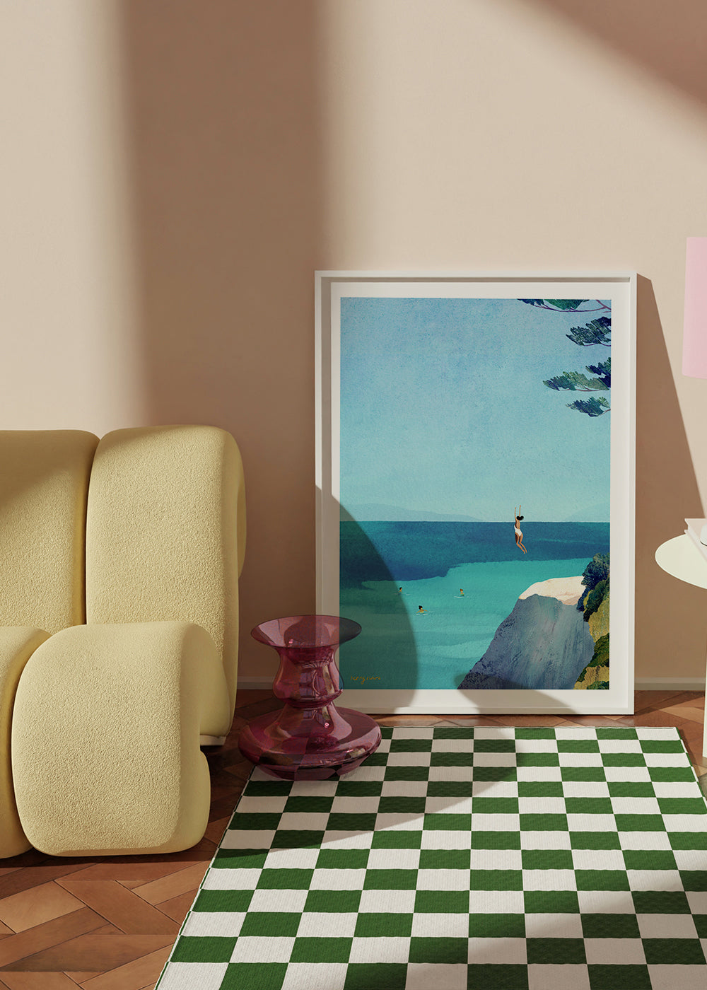 Landschap kunst met klif en zee illustratie