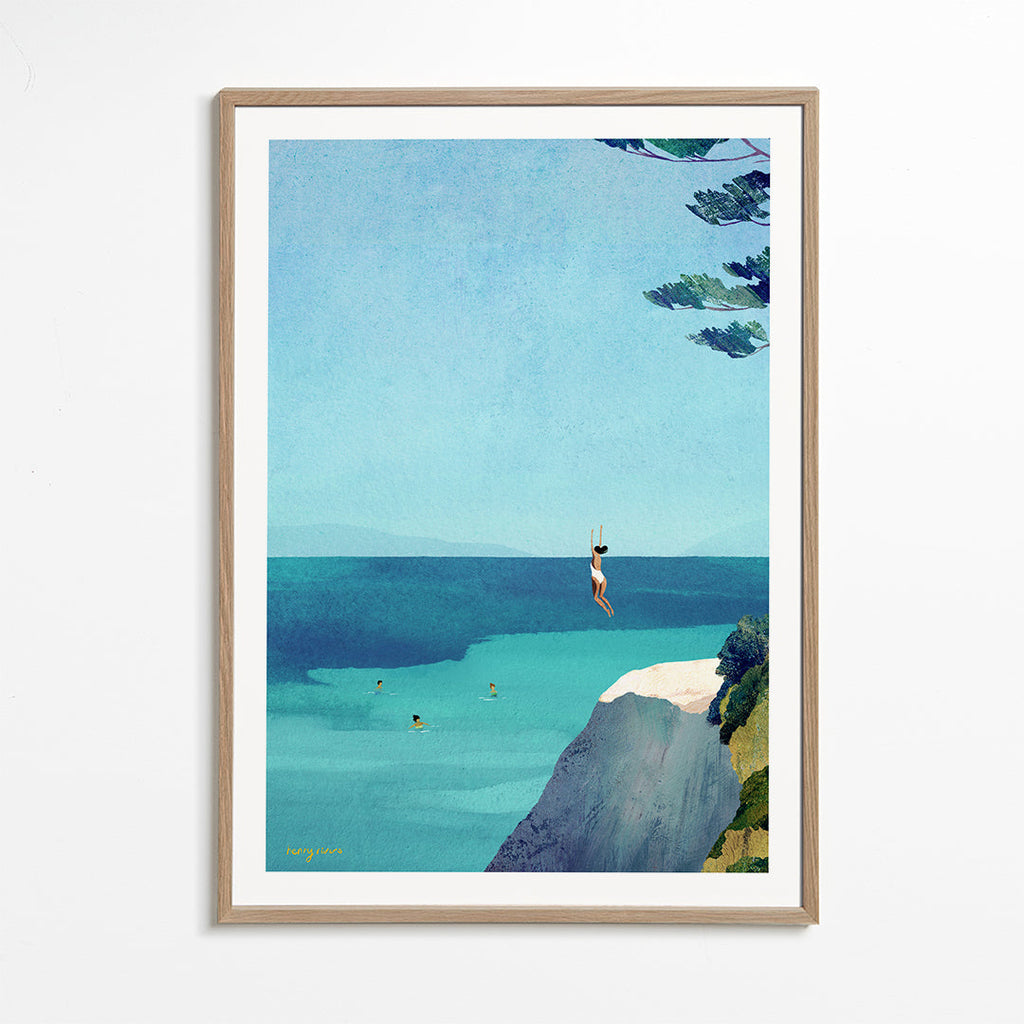 Landschap kunst met klif en zee illustratie