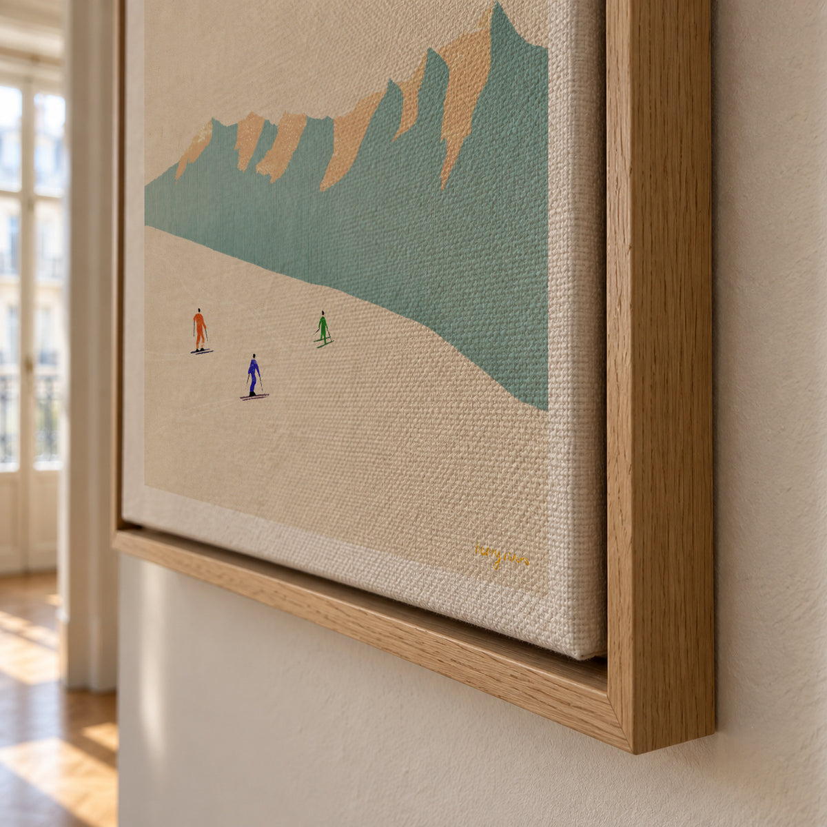 Happy skiers - Framed canvas detail