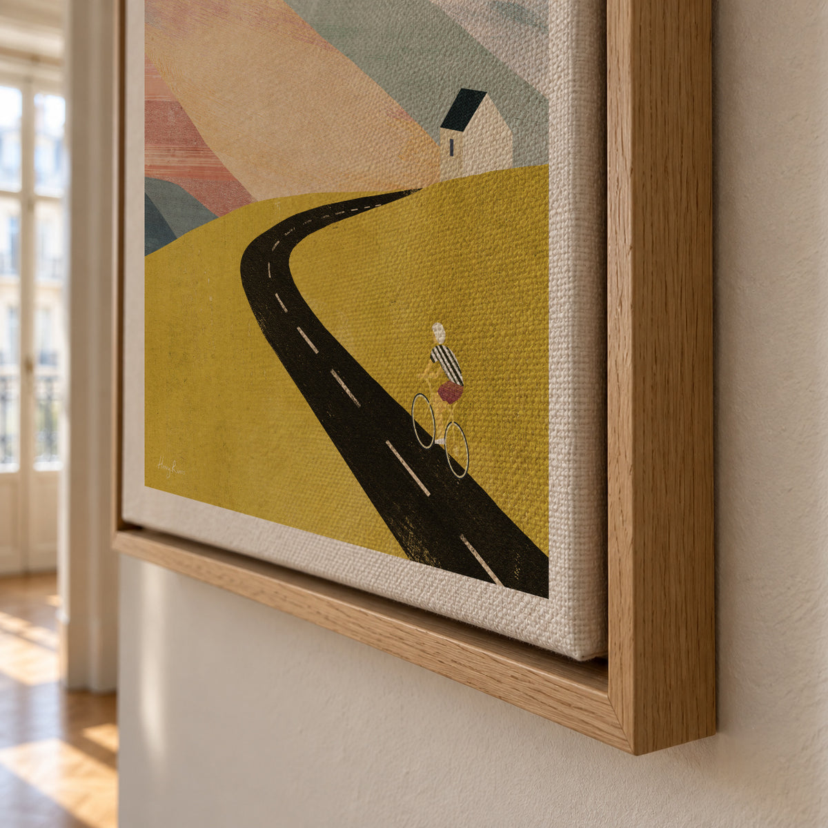 Cycling in the mountains - Framed canvas detail