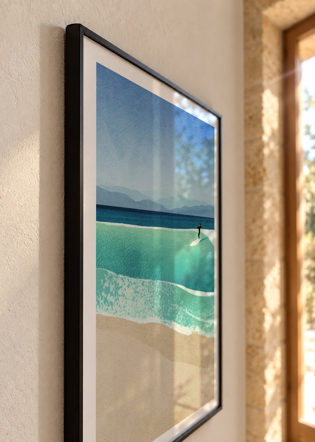 Surfing the perfect wave - Framed poster detail