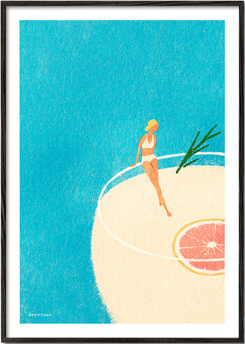 Keuken kunst Gin Tonic illustratie met figuur – Black Frame