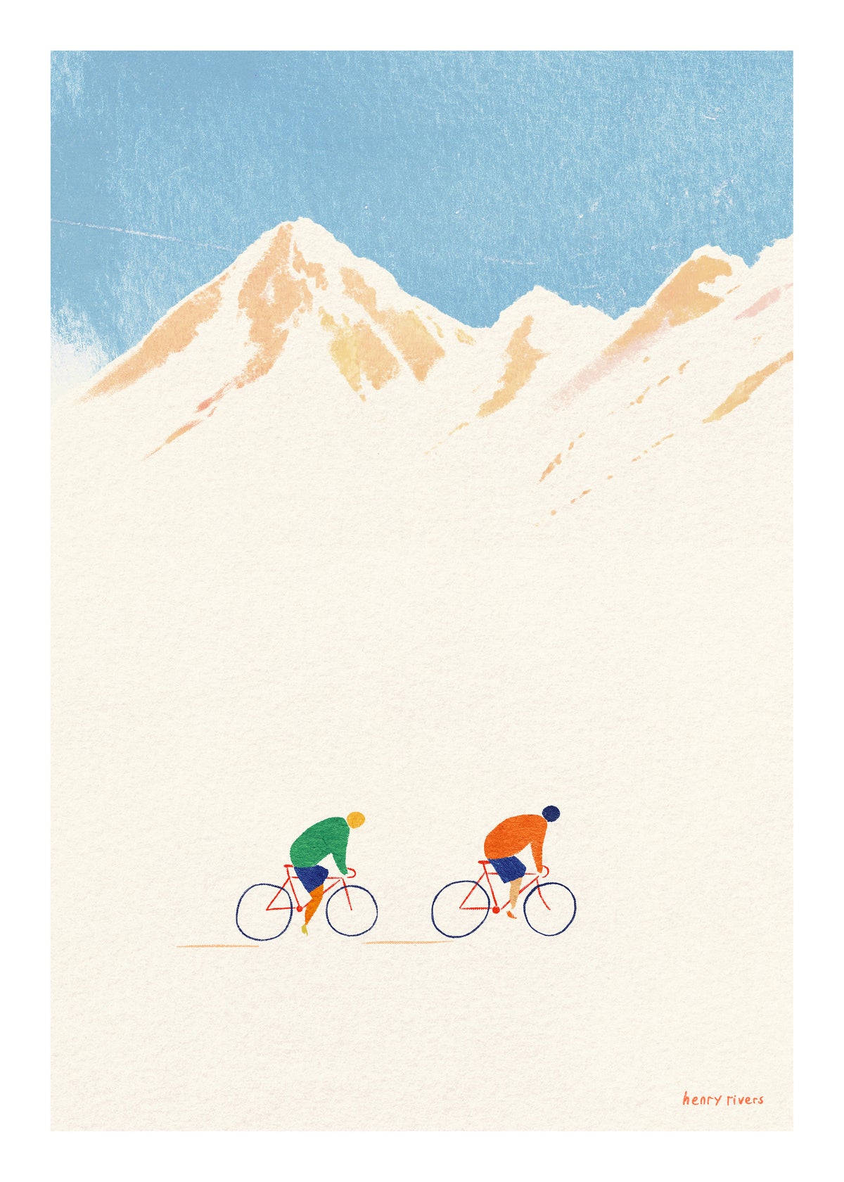 Cycling in the mountains - Unframed art print
