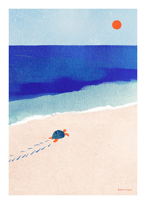 Illustratie schildpad op het strand