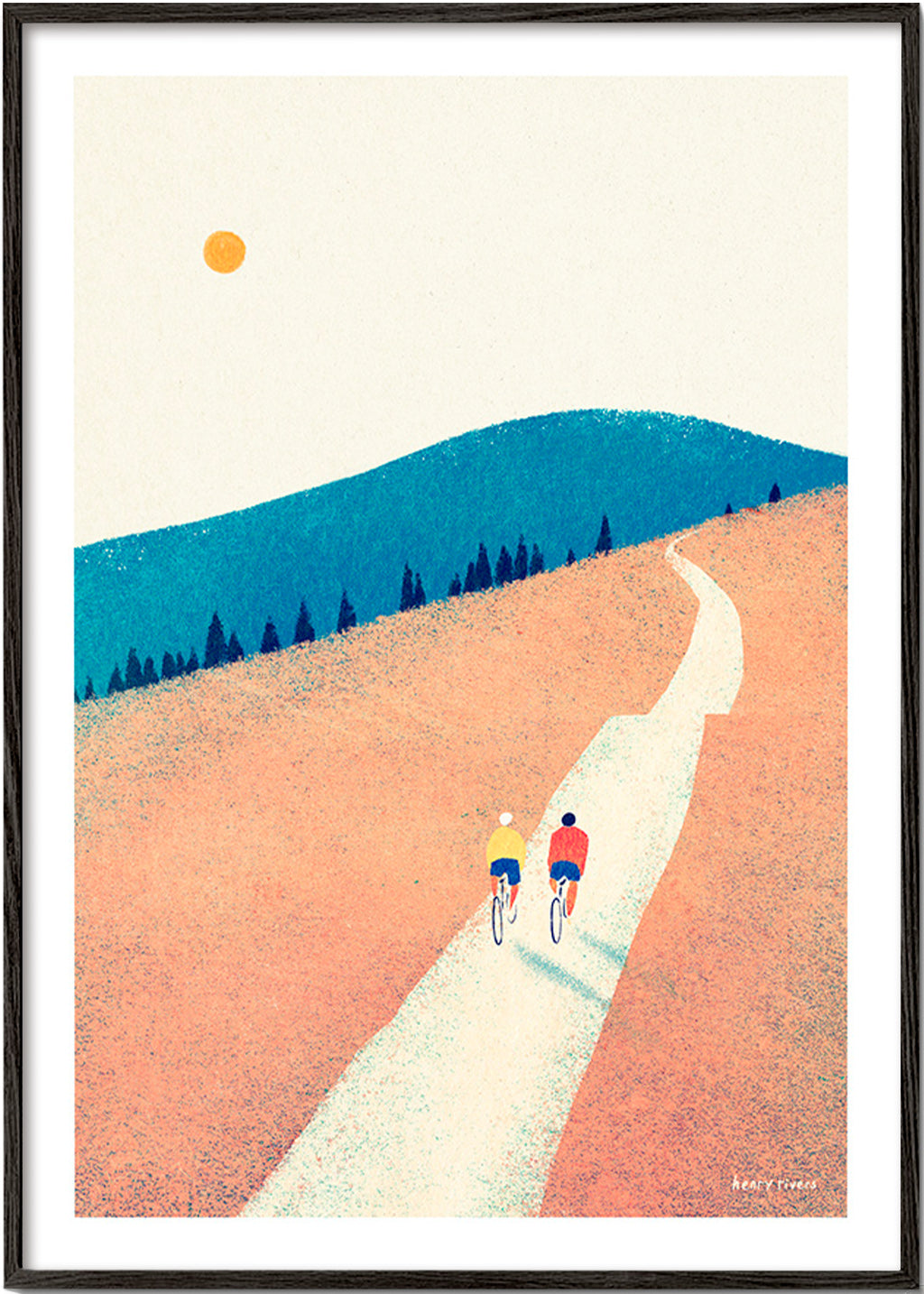 Keuken kunst met twee fietsers op een zonovergoten pad – Black Frame