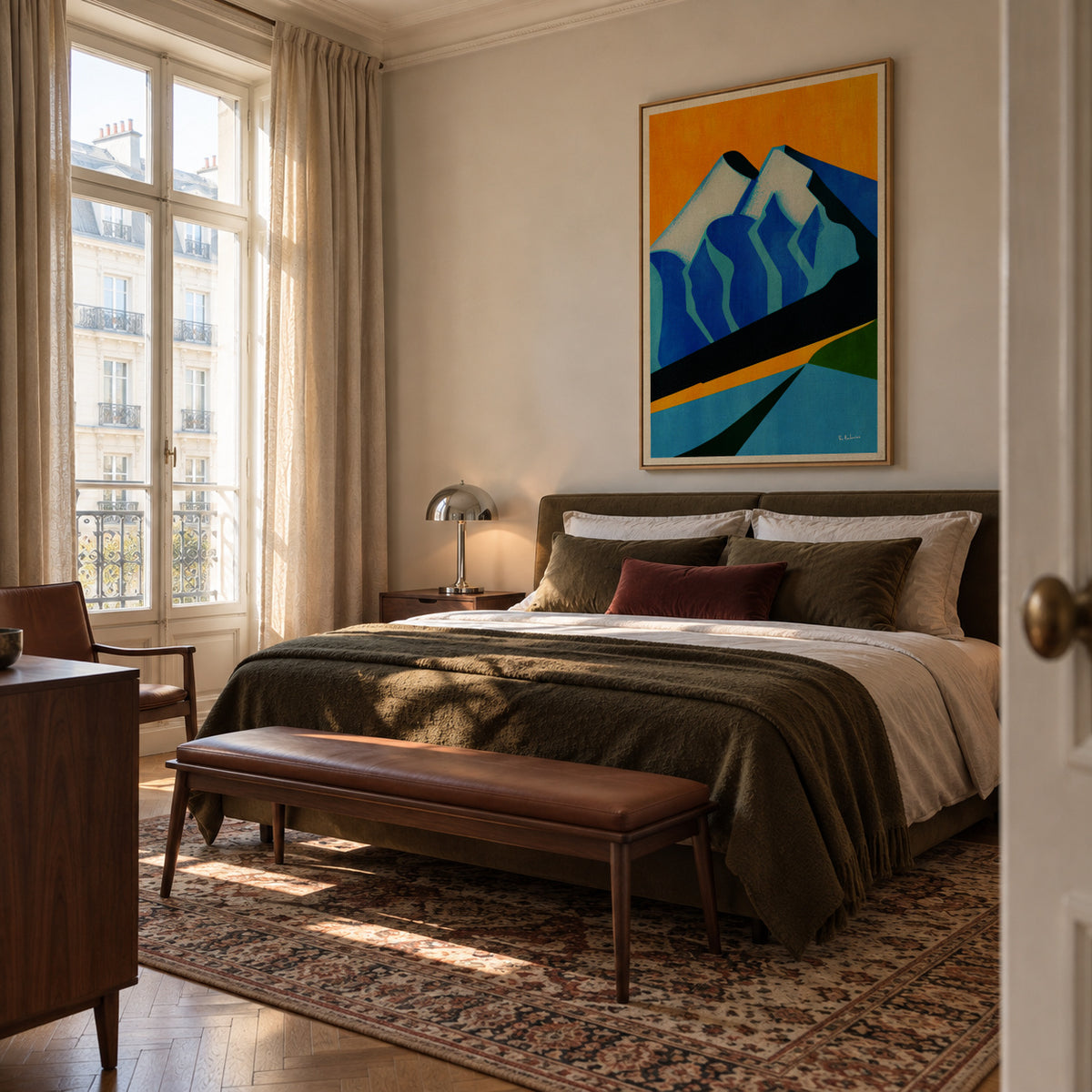 Mont Blanc, 1931 - Framed canvas in an interior