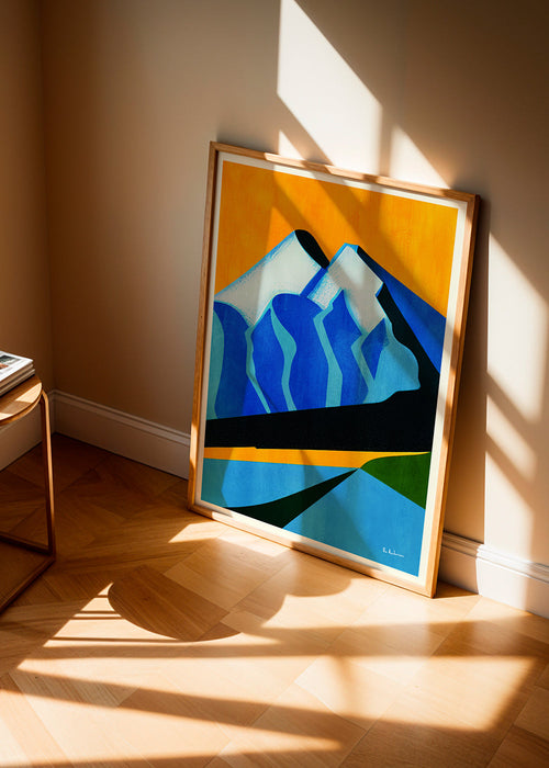 Landschap met gestileerde blauwe pieken