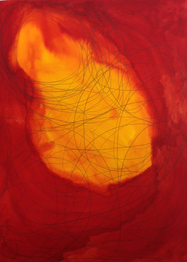 Abstraktes Bild in Rot und Gelb