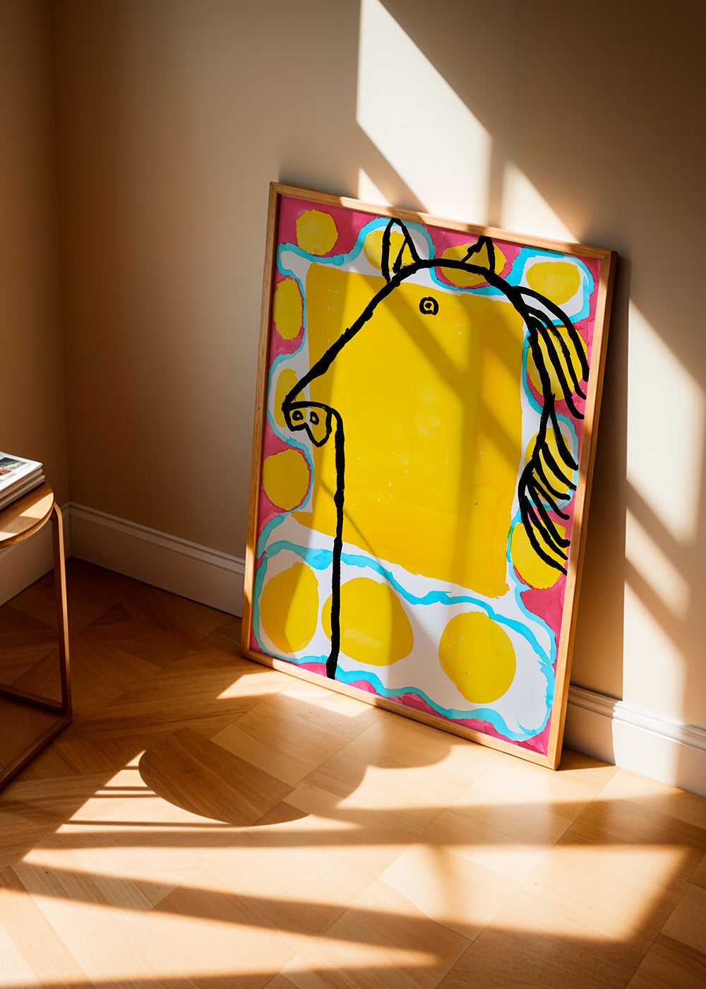 Illustratie paard pop op geel vlak