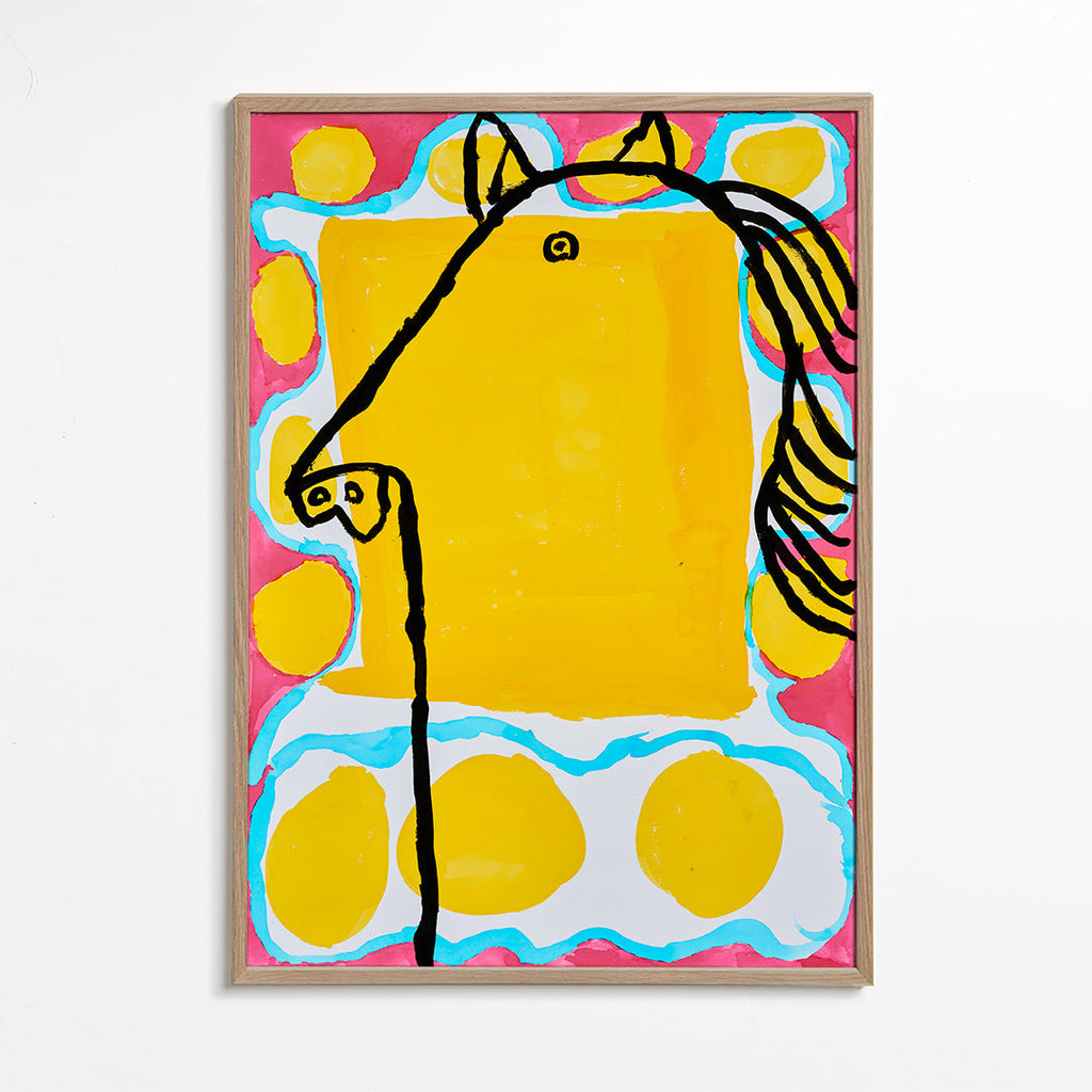 Illustratie paard pop op geel vlak