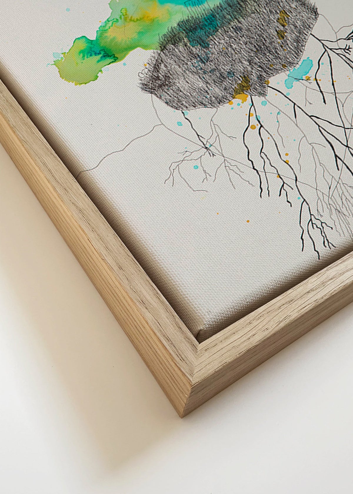 Botanischer Druck Baum und Wurzeln in Tinte und Aquarell – Canvas detail