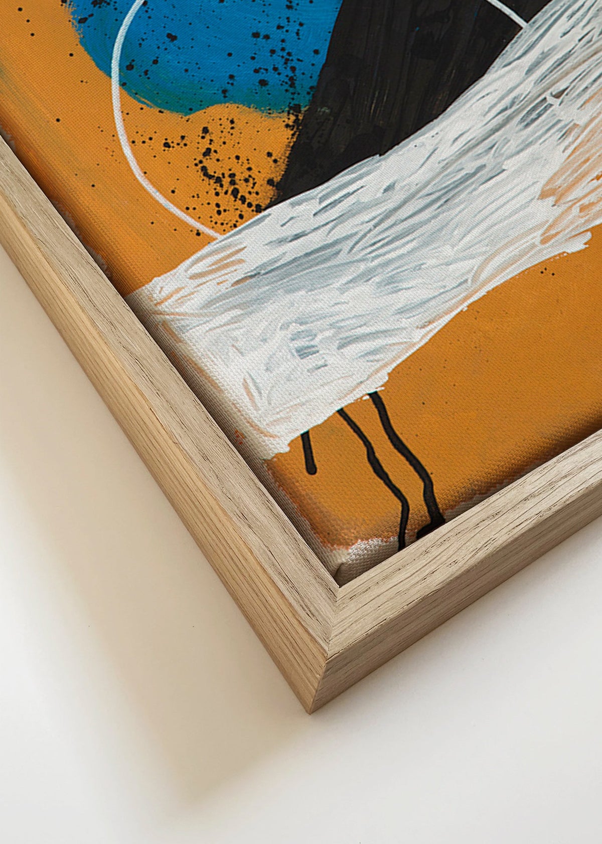 Abstraktes Bild Bogen an Küste in Ocker und Blau – Canvas detail