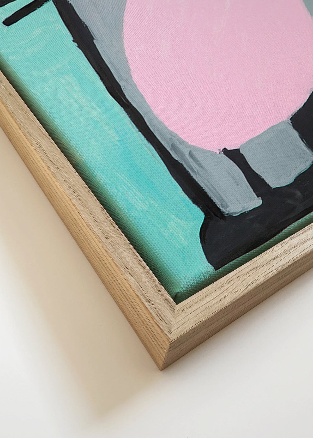 Kinderbild fröhlicher rosa Pinguin – Canvas detail
