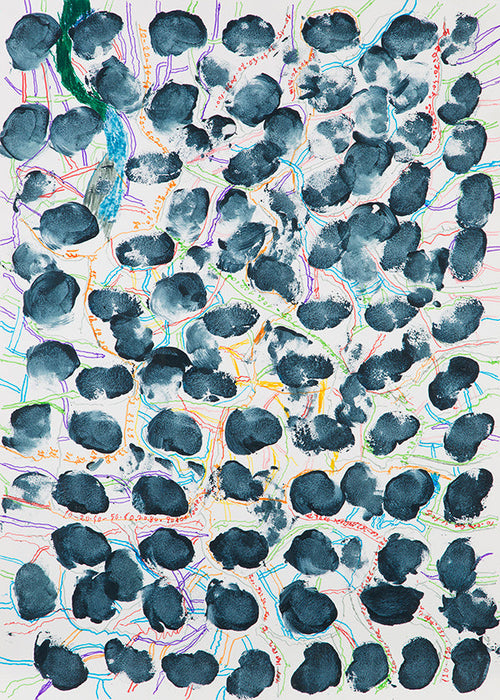 Tableau abstrait à taches bleu marine