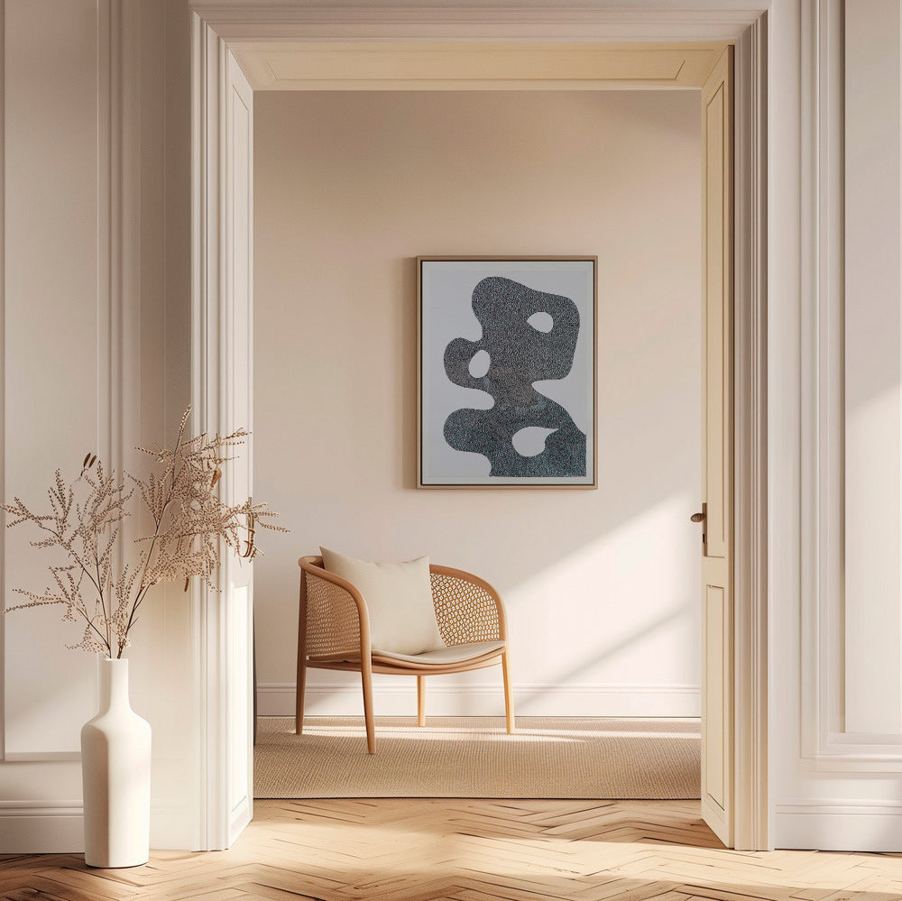 Gestipt abstract kunstwerk met grote silhouet – Canvas1