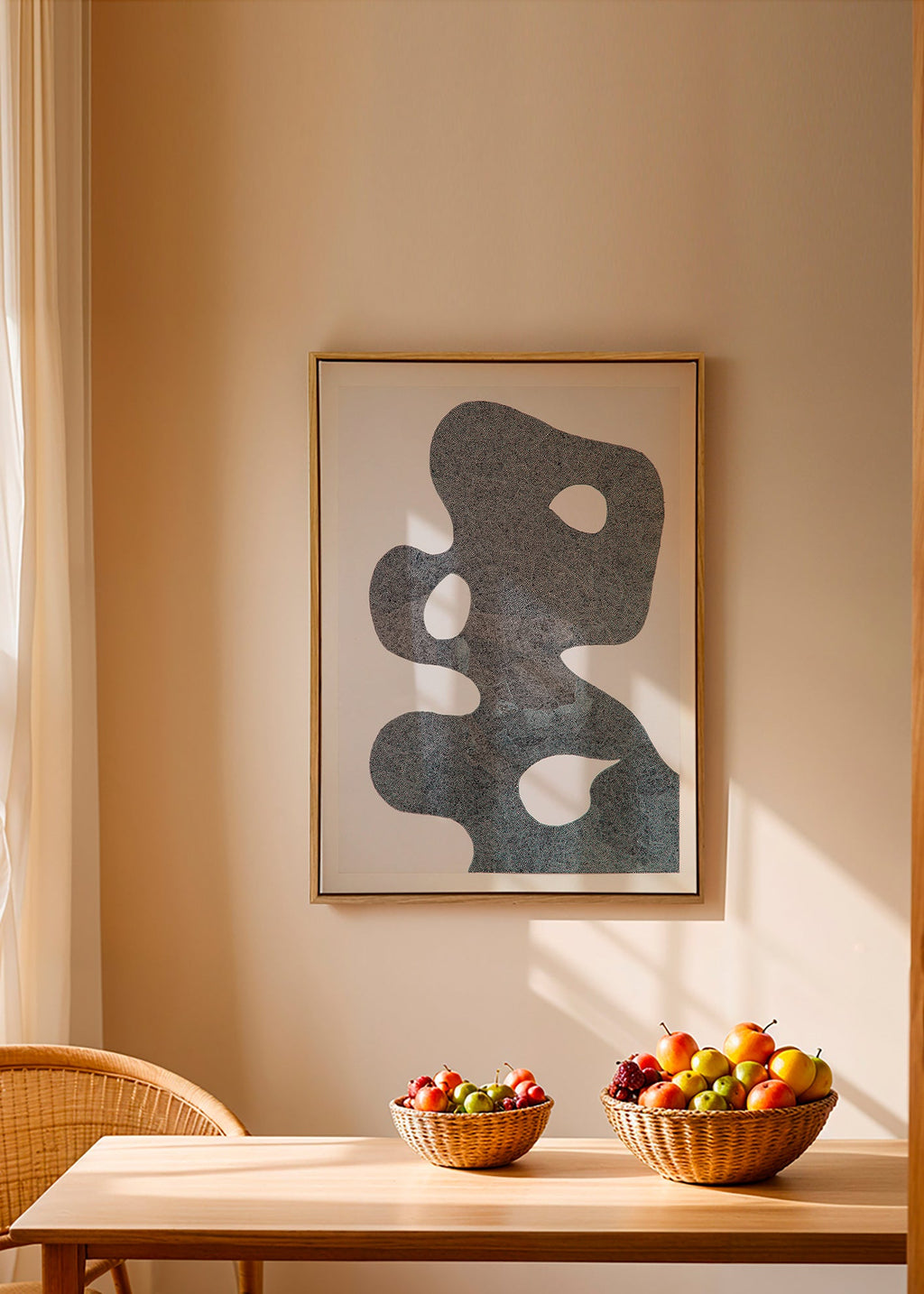 Gestipt abstract kunstwerk met grote silhouet – Canvas2