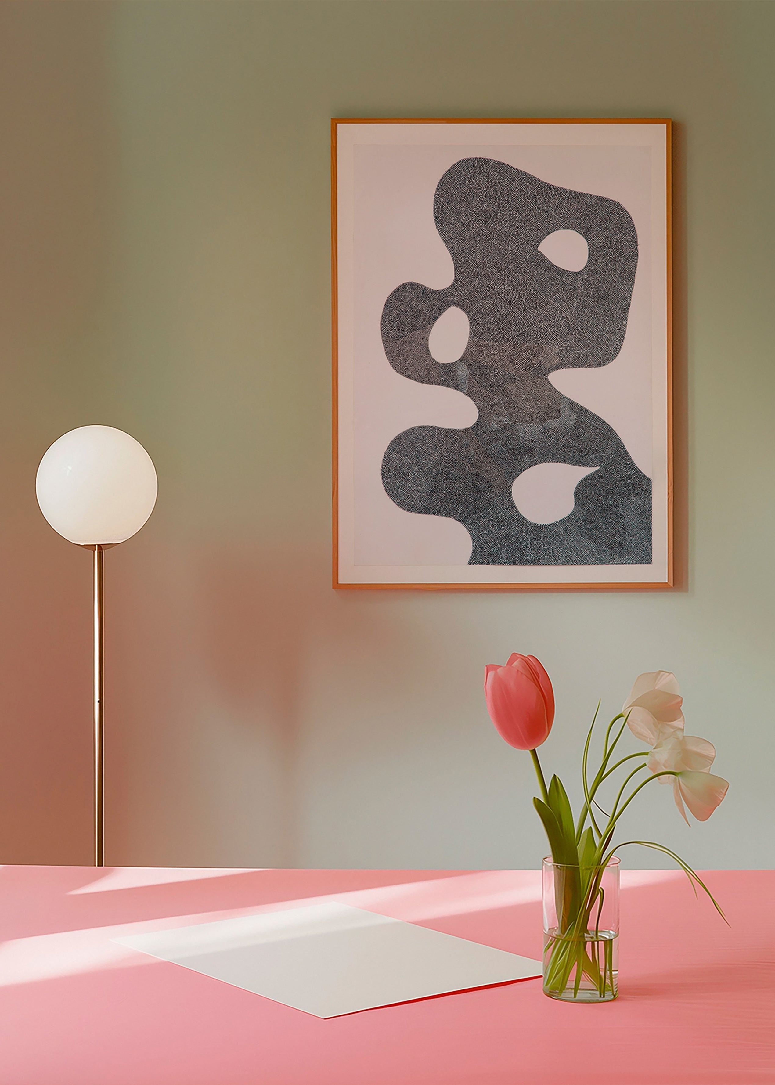 Gestipt abstract kunstwerk met grote silhouet – Product3