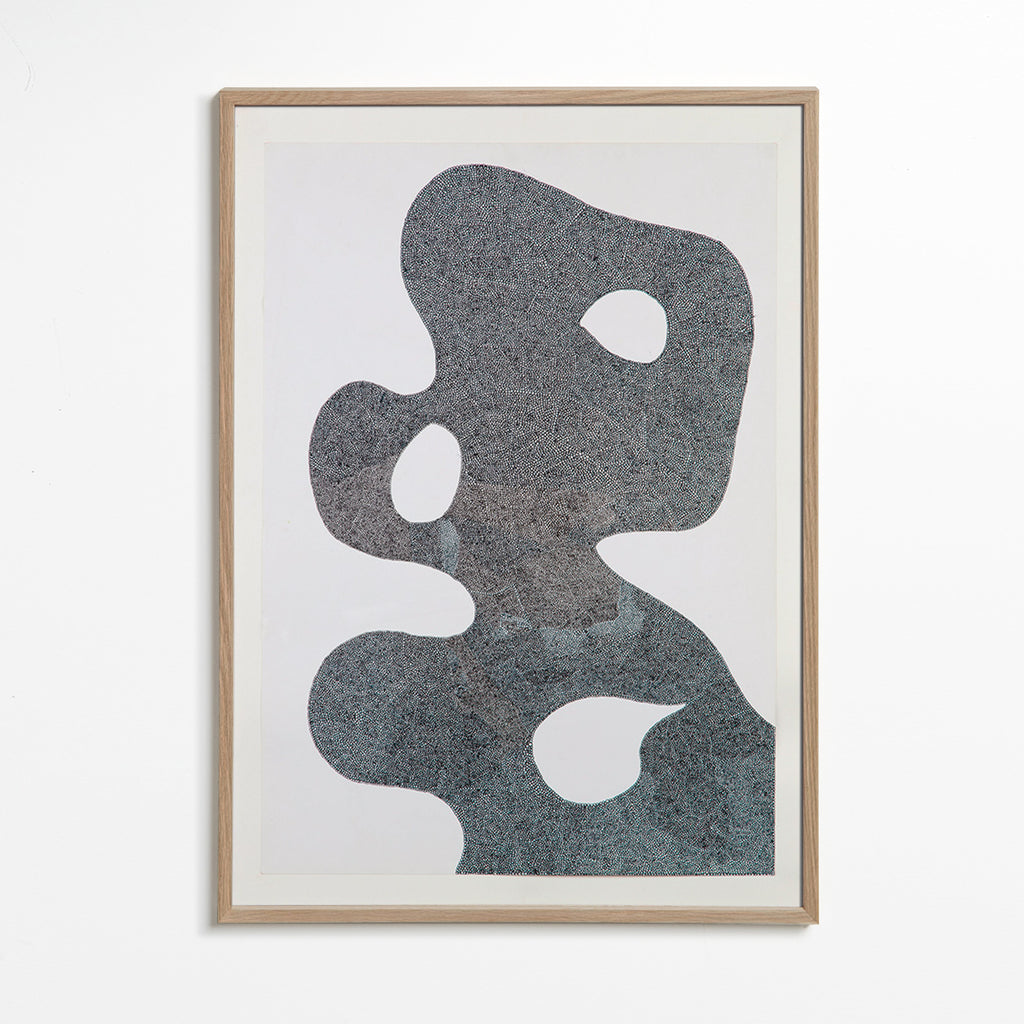 Gestipt abstract kunstwerk met grote silhouet – Oak Frame