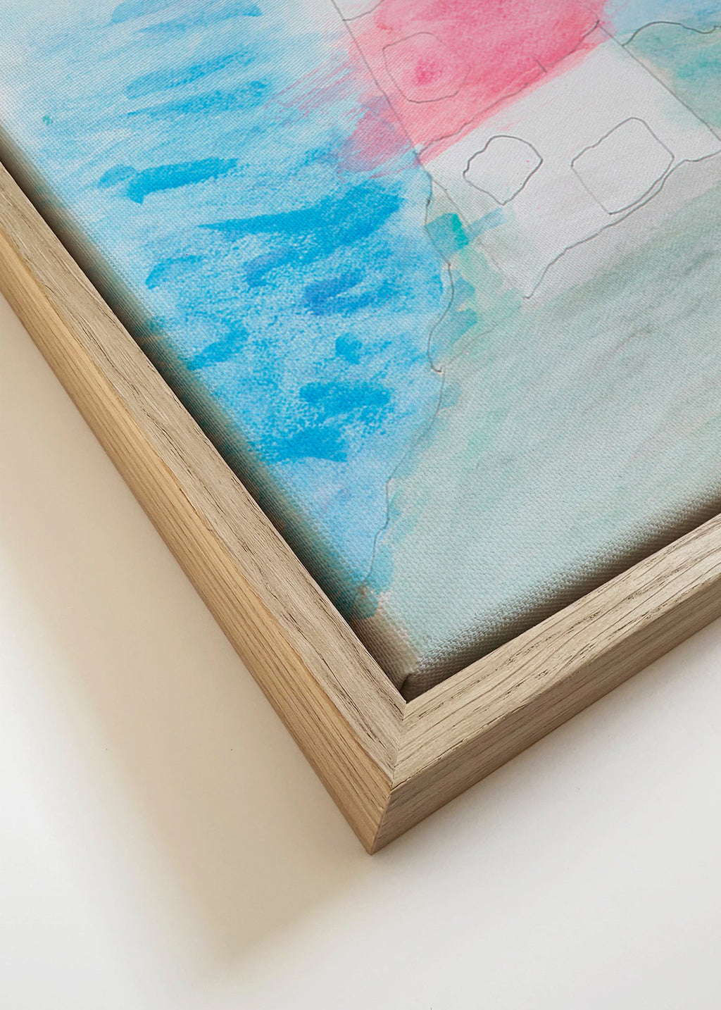 Landschaftskunst mit Leuchtturm in Aquarell – Canvas detail