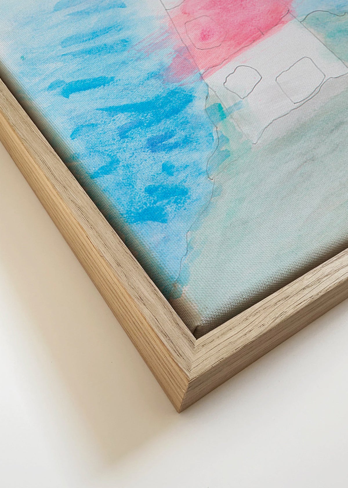 Landschaftskunst mit Leuchtturm in Aquarell – Canvas detail