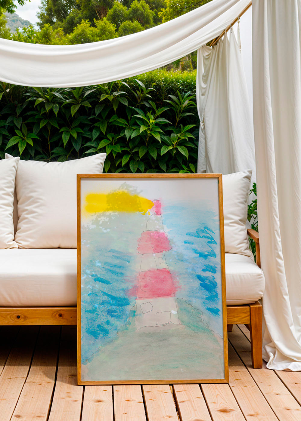 Art de paysage avec phare en aquarelle – Product1