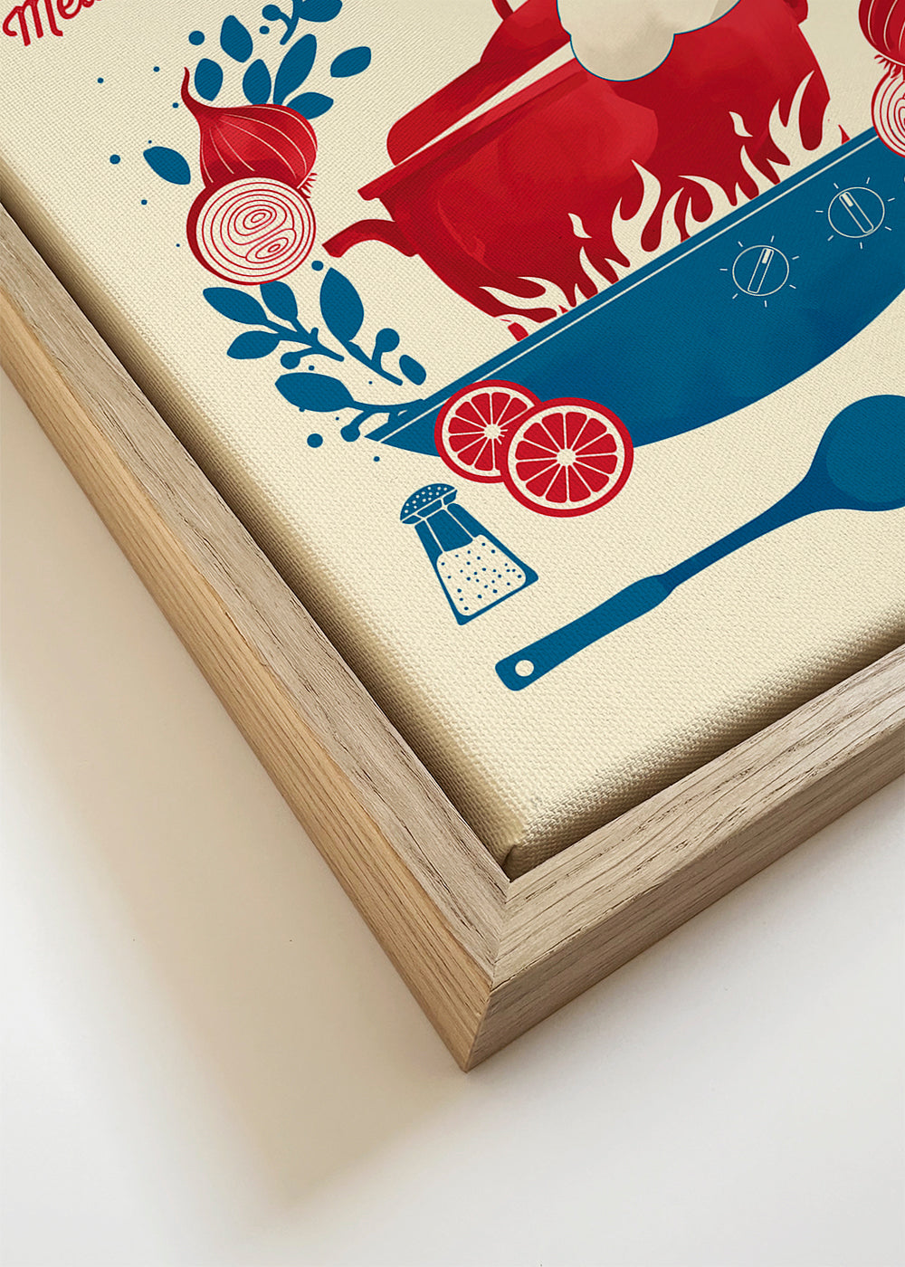 Keuken kunst met retro stoofpan