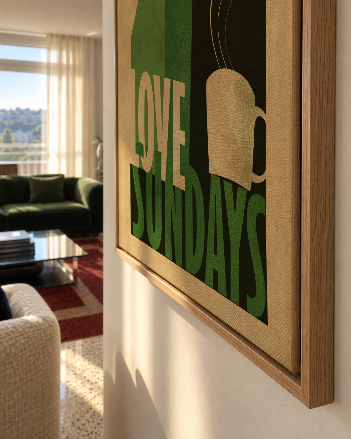 Love Sunday print - Framed canvas detail