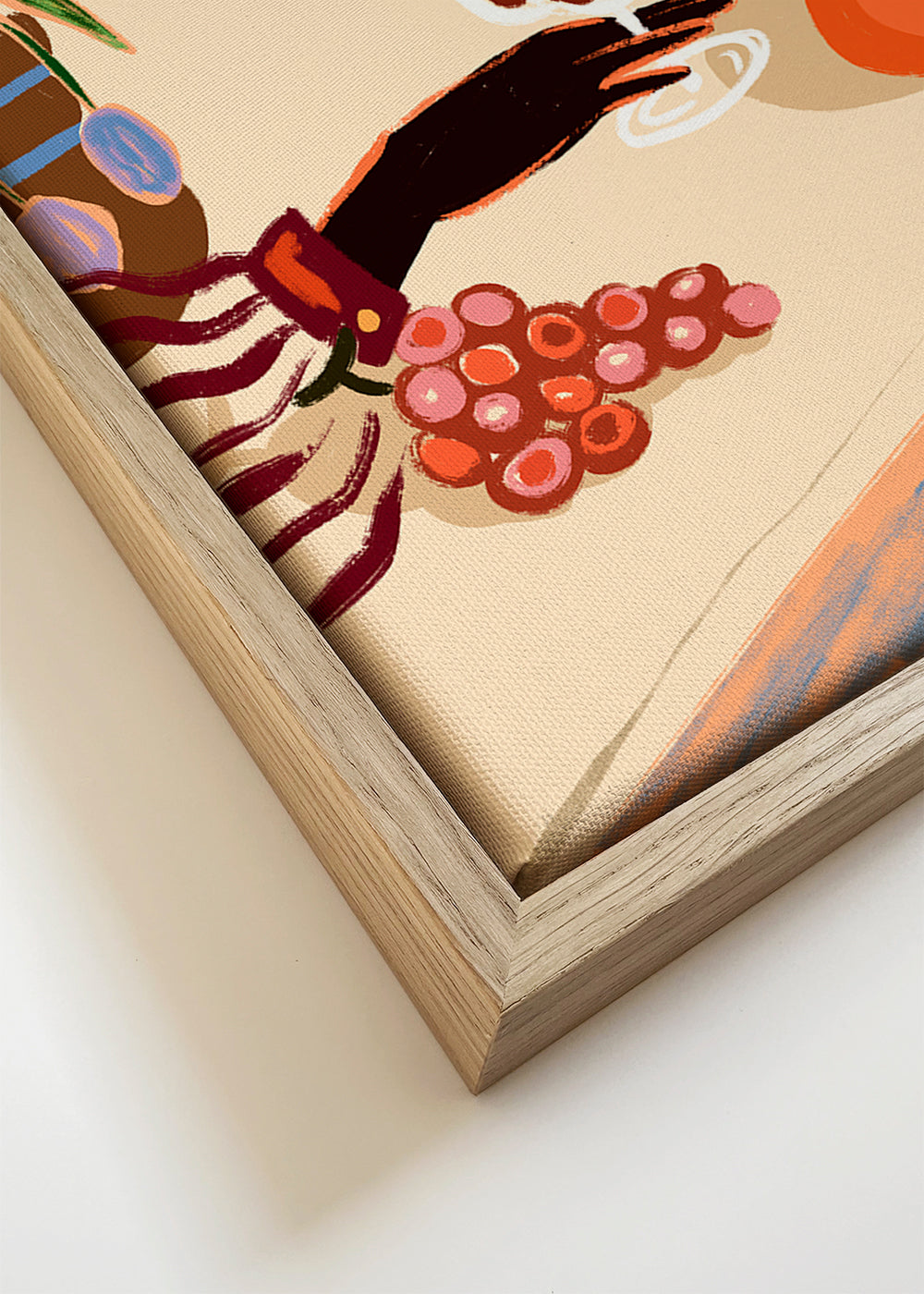 Keuken kunst: geïllustreerde stilleven met wijn en fruit