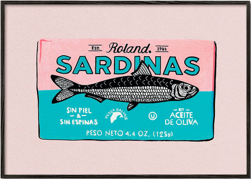 Keuken kunst Sardines retro etiket