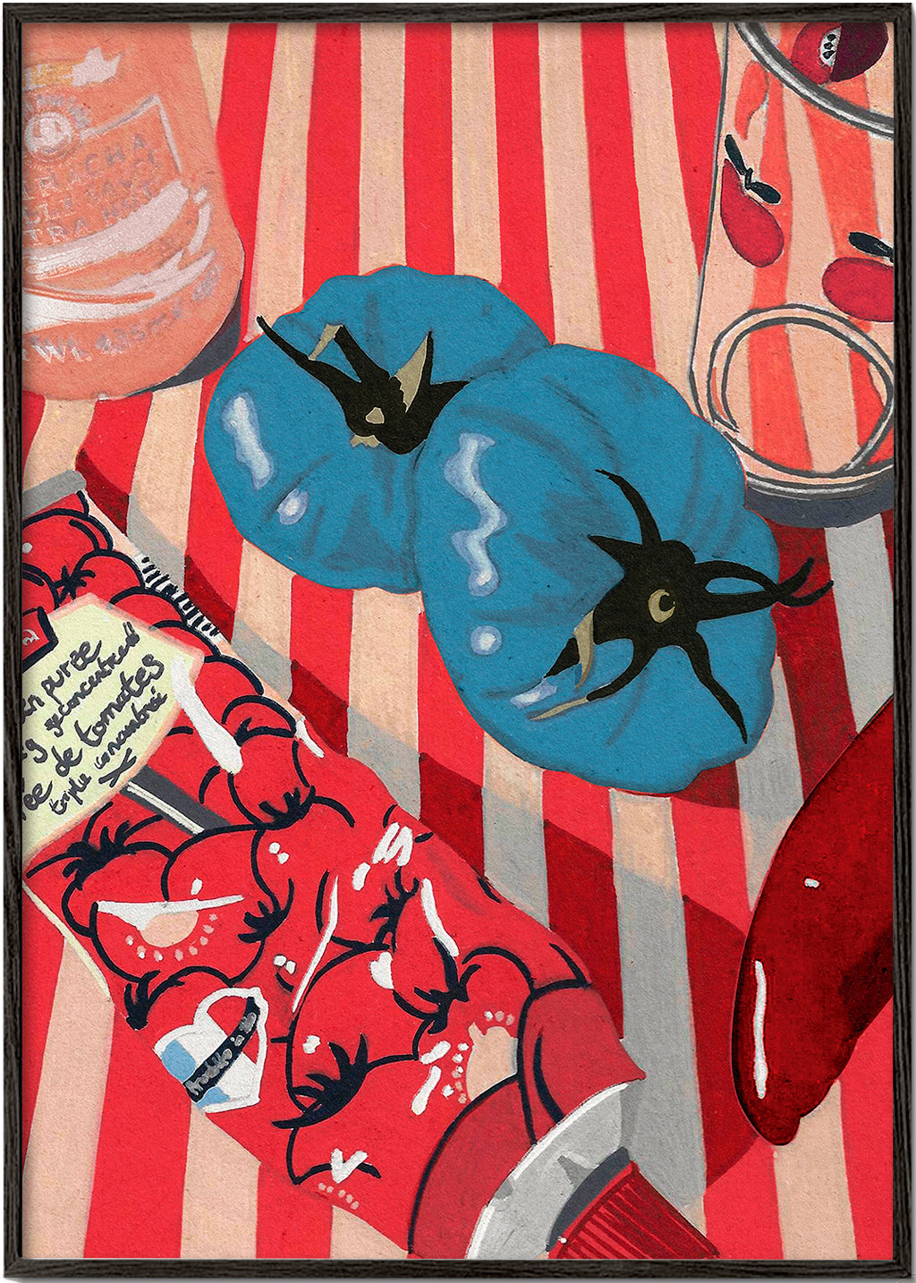Keuken kunst stilleven met blauwe tomaten