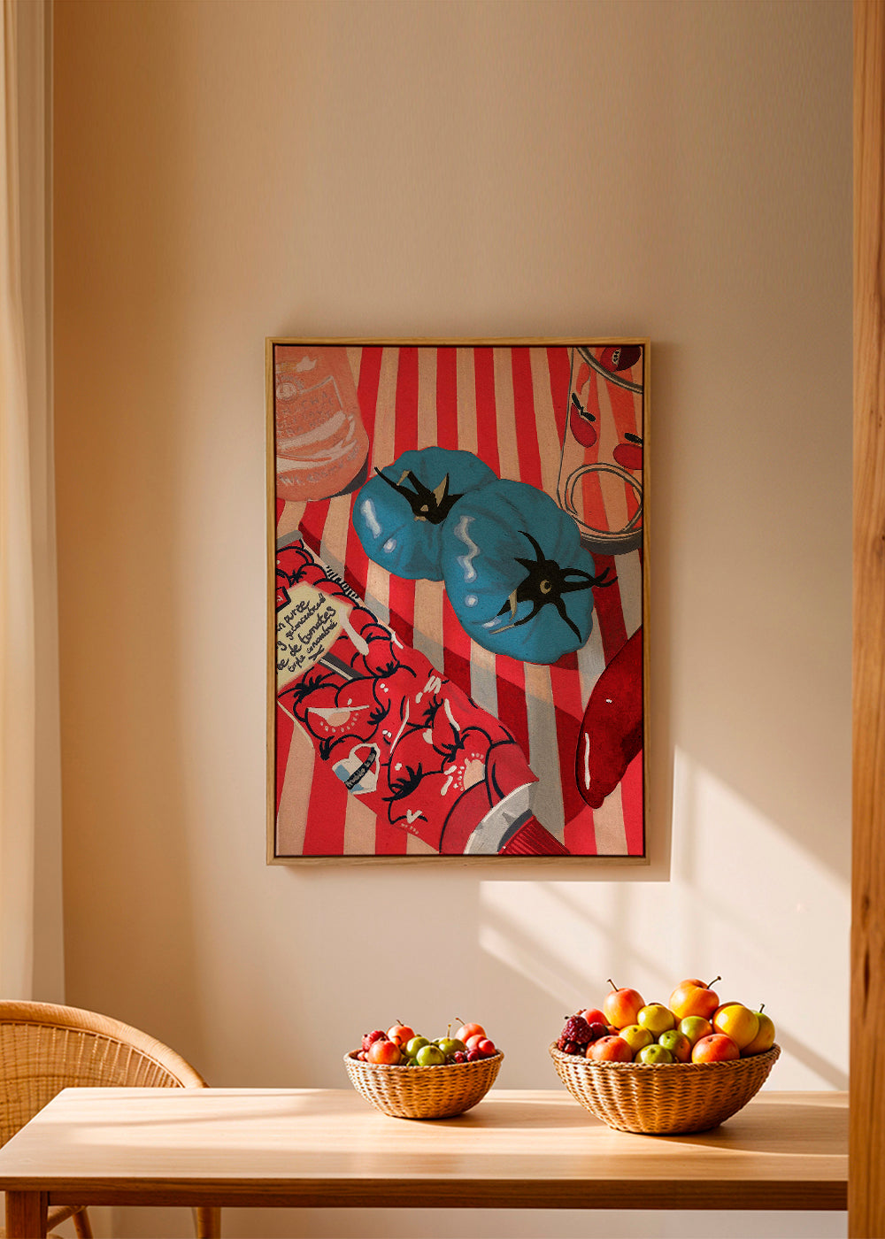 Keuken kunst stilleven met blauwe tomaten