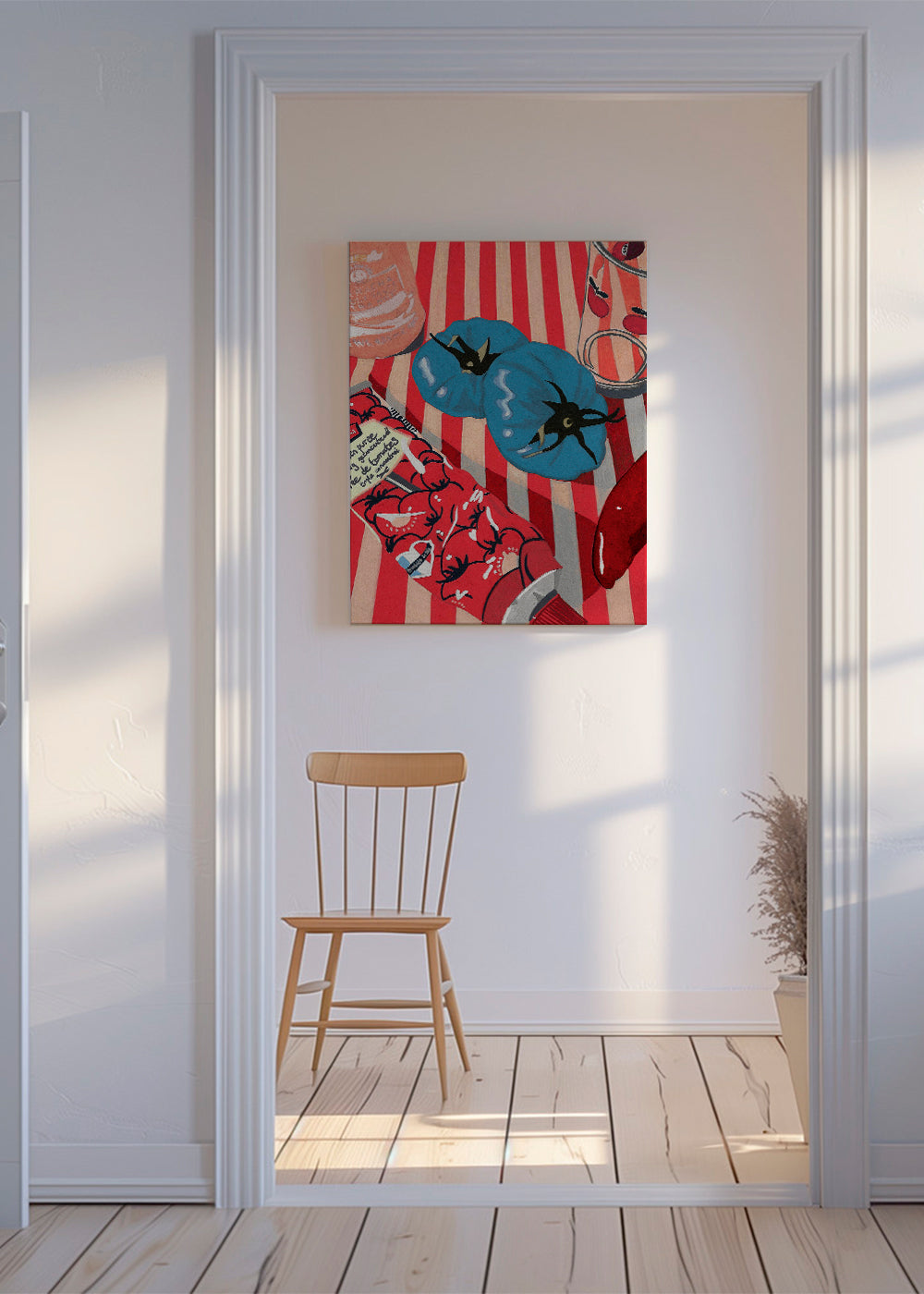 Keuken kunst stilleven met blauwe tomaten