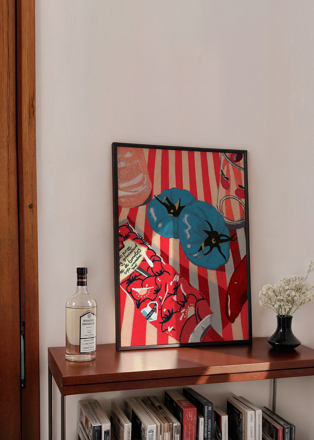 Keuken kunst stilleven met blauwe tomaten
