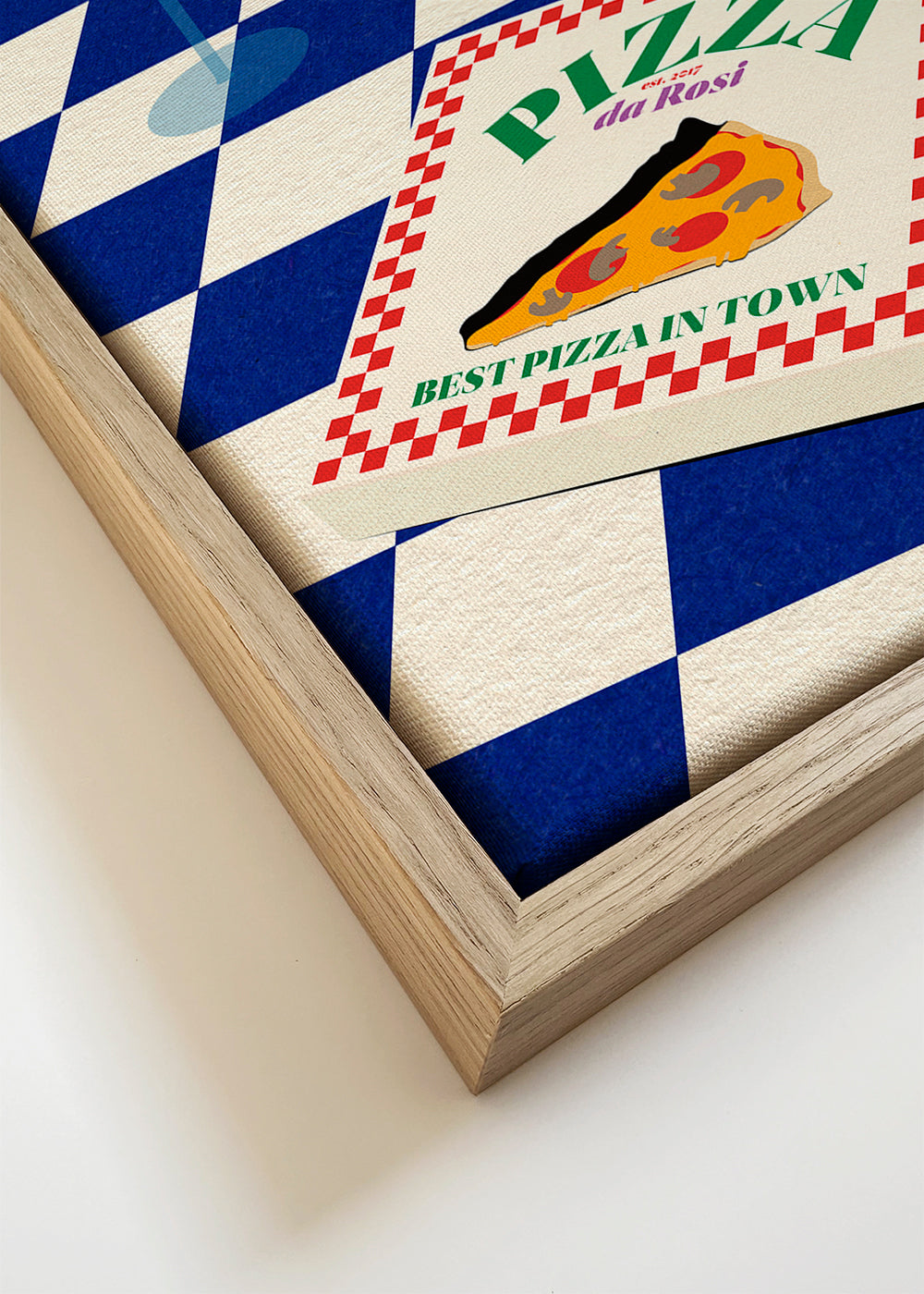 Keuken kunst met pizza en koffie op dambord