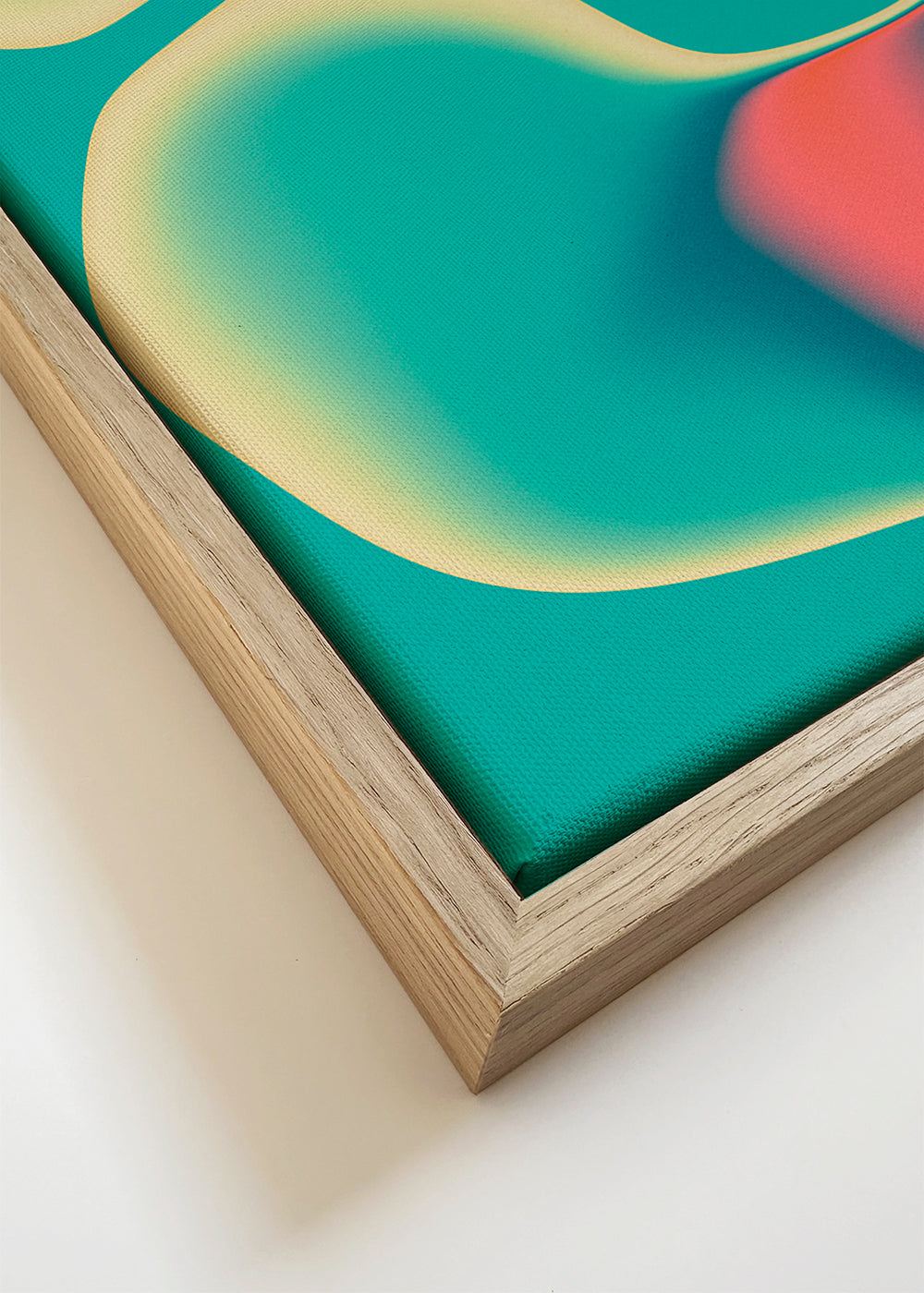 Abstract kunstwerk organisch turkoois en koraal