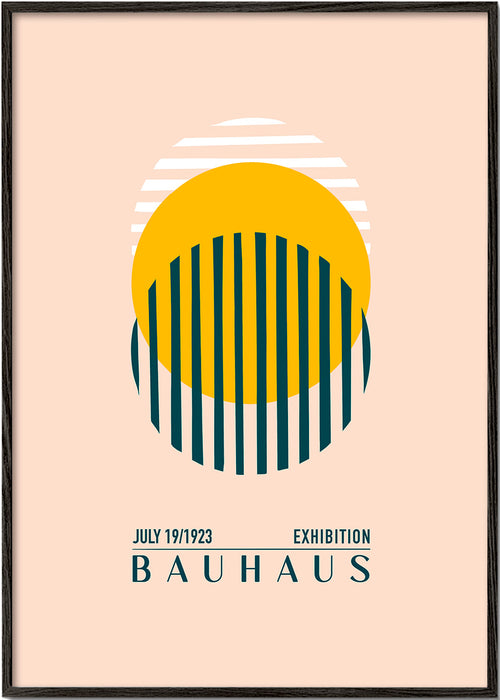 Bauhaus geometrische illustratie met cirkel en strepen