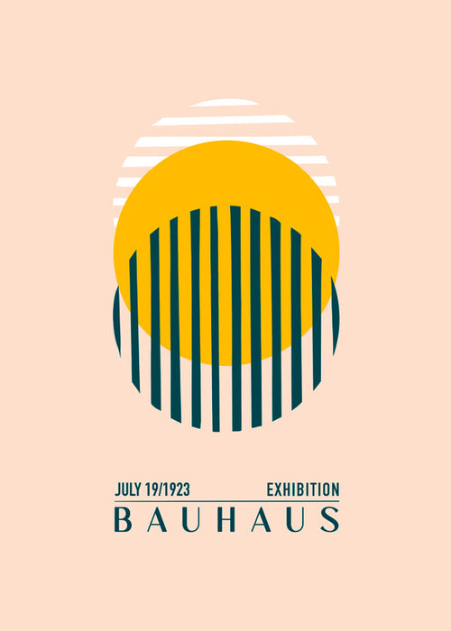 Bauhaus geometrische illustratie met cirkel en strepen