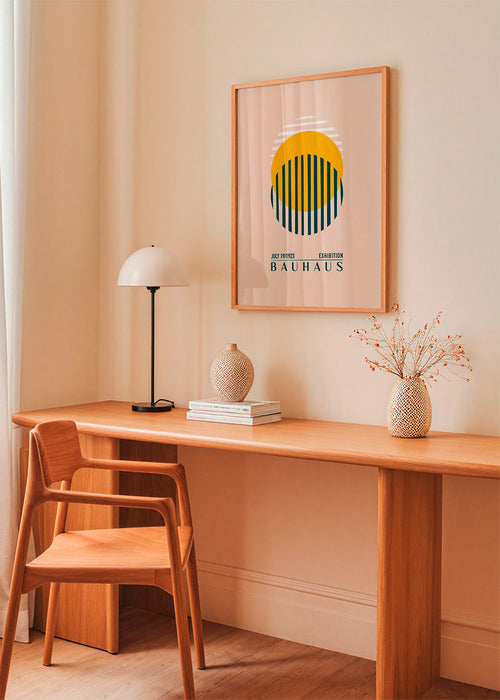 Bauhaus geometrische illustratie met cirkel en strepen