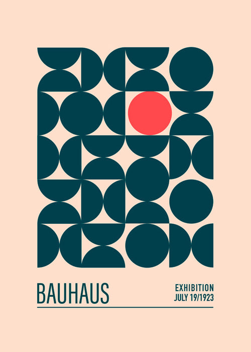 Bauhaus geometrisch poster met rode cirkel