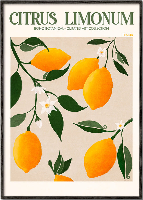 Botanische print citroen aan tak