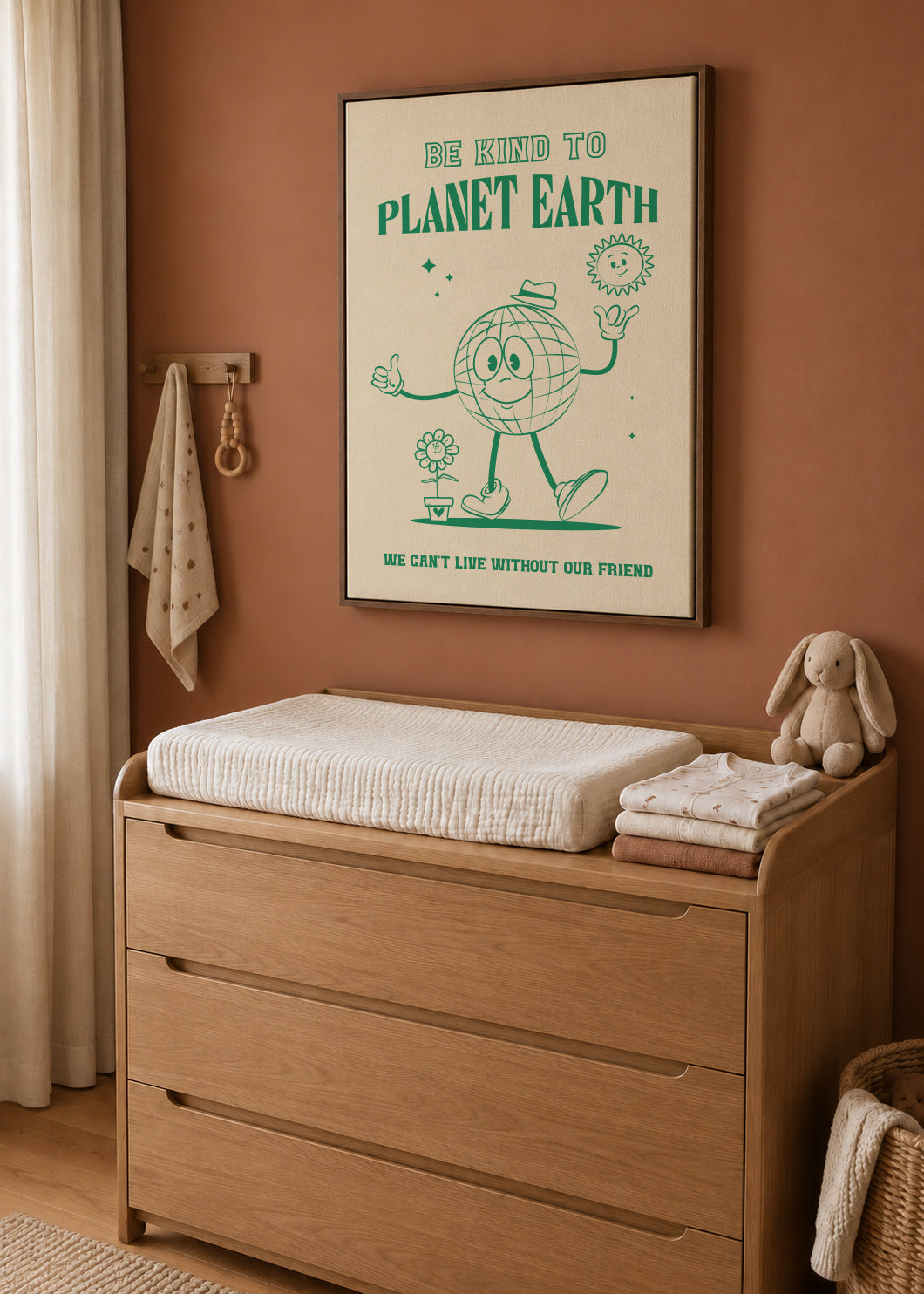 Be Kind Planet Earth - Framed canvas in an interior