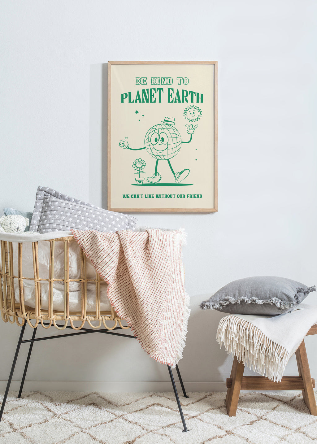 Be Kind Planet Earth - Framed poster in an interior