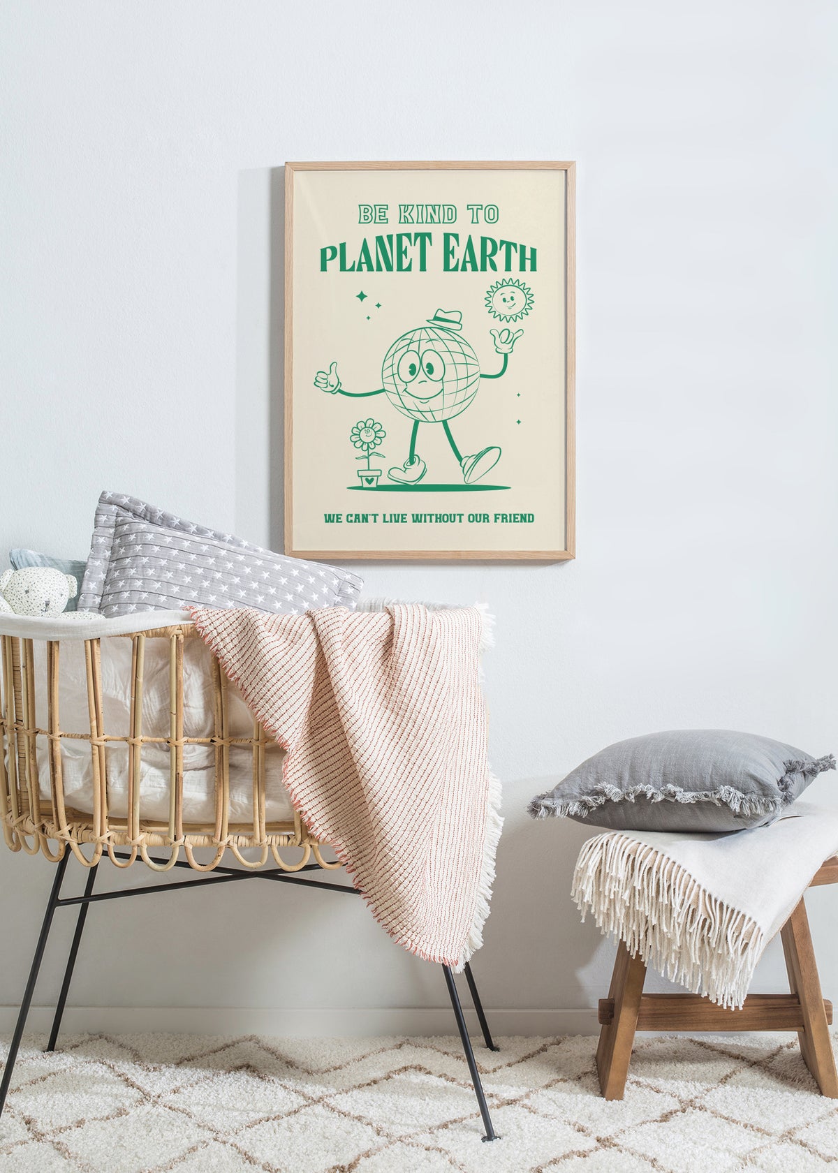 Be Kind Planet Earth - Framed poster in an interior