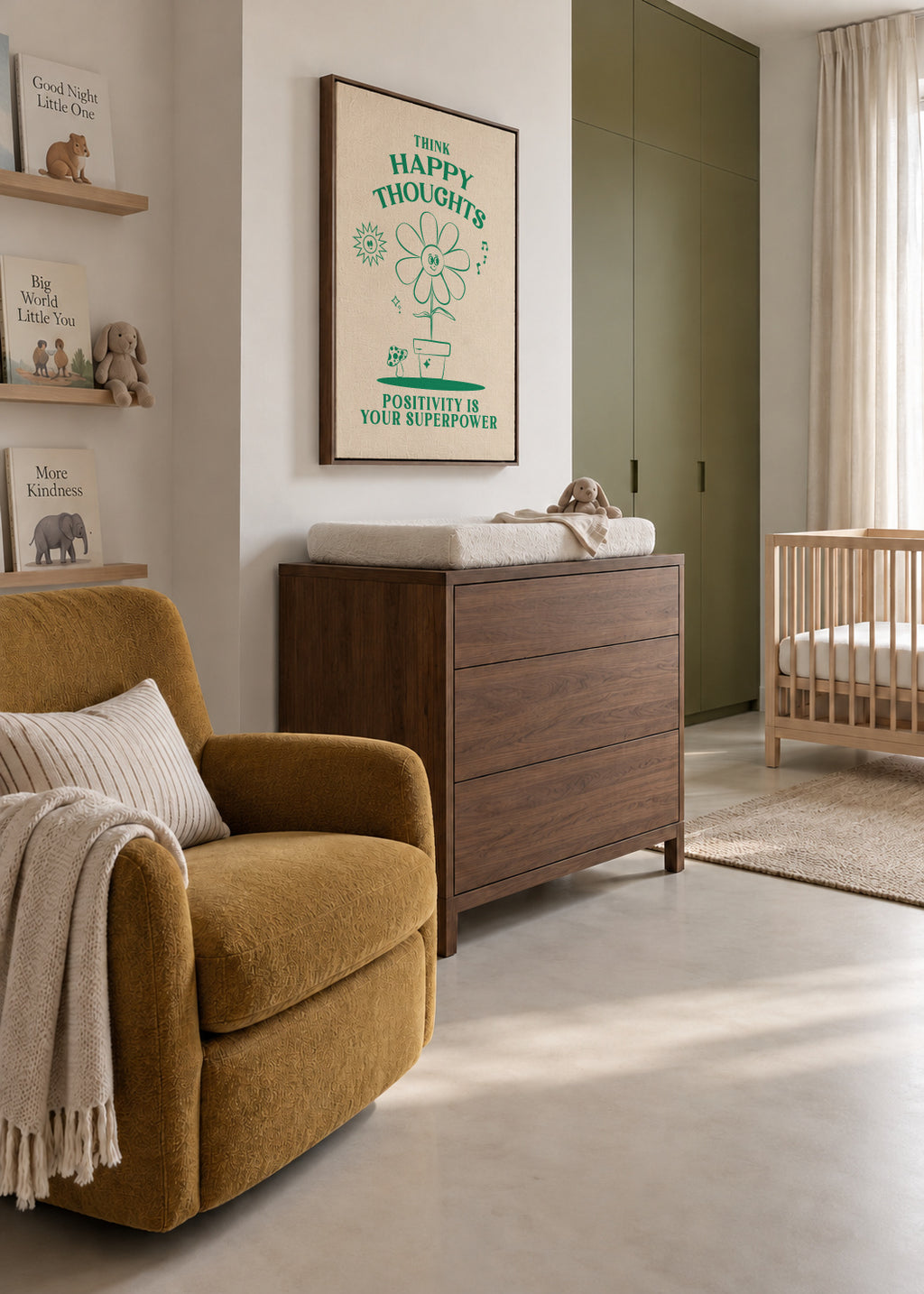Happy Thoughts - Framed canvas in an interior