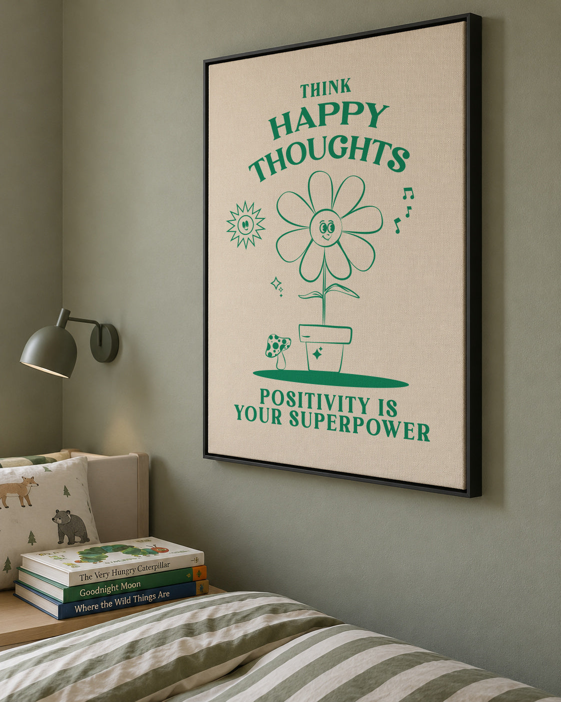 Happy Thoughts - Framed canvas in an interior