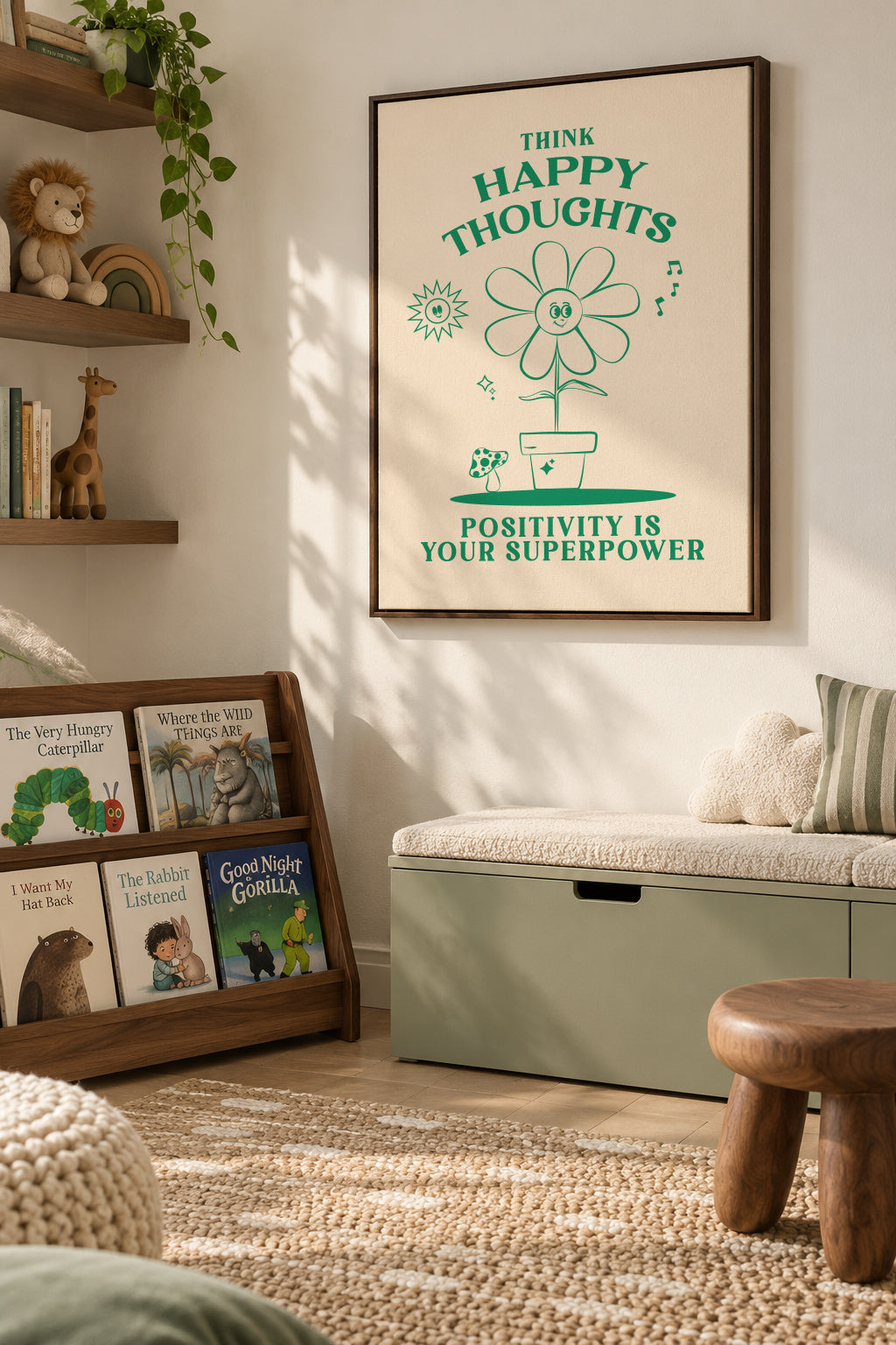 Happy Thoughts - Framed canvas in an interior