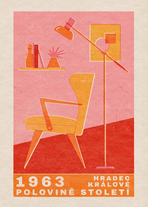 Vintage poster: fauteuil en lamp 1963