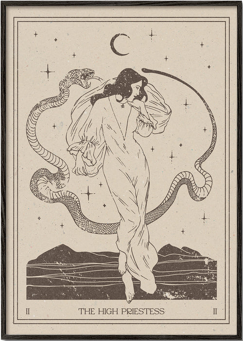 Vintage print: De Hoge Priesteres lijntekening